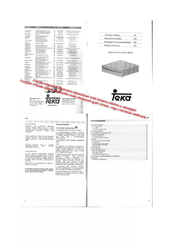 Mode d'emploi TEKA CPX 15