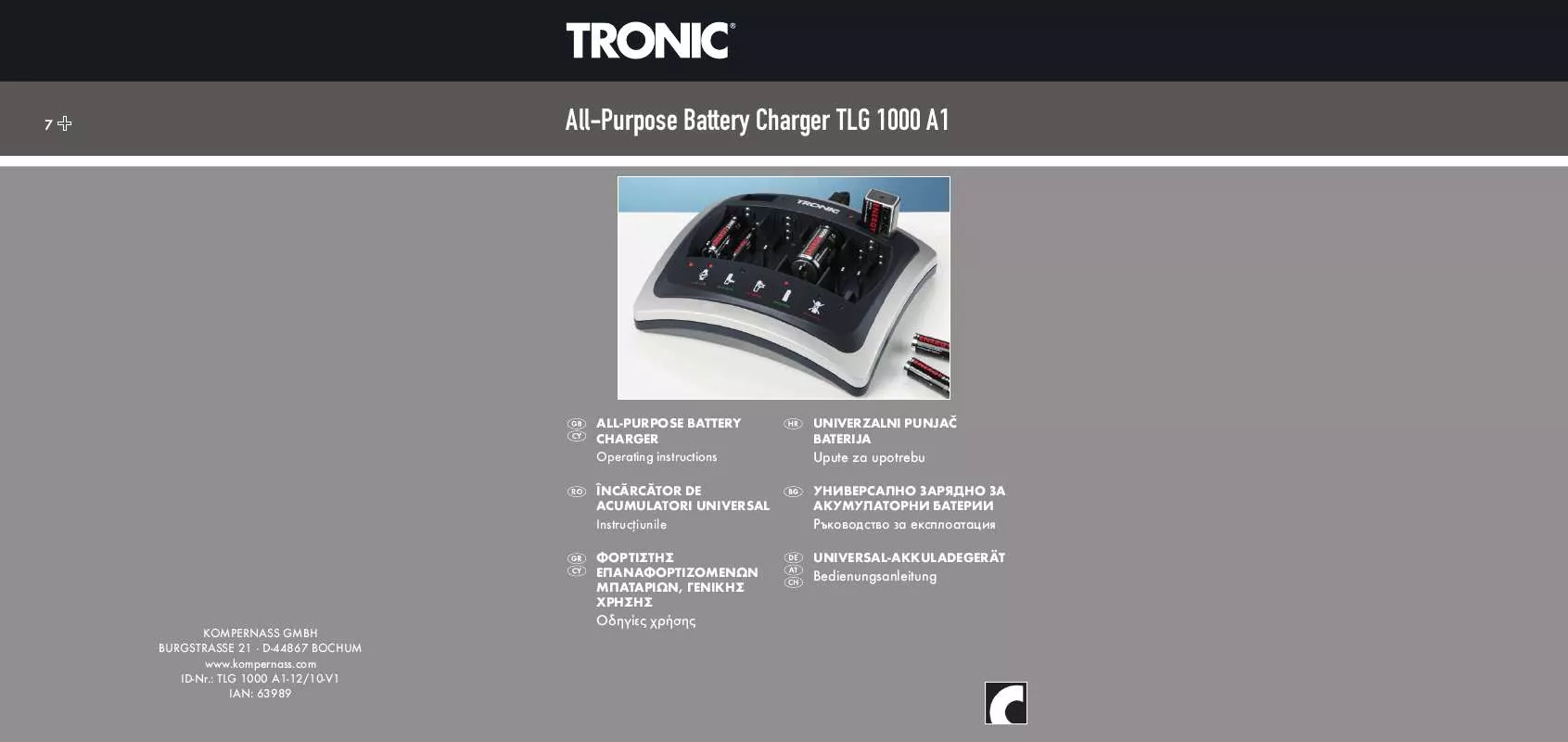 Mode d'emploi TRONIC TLG 1000 A1