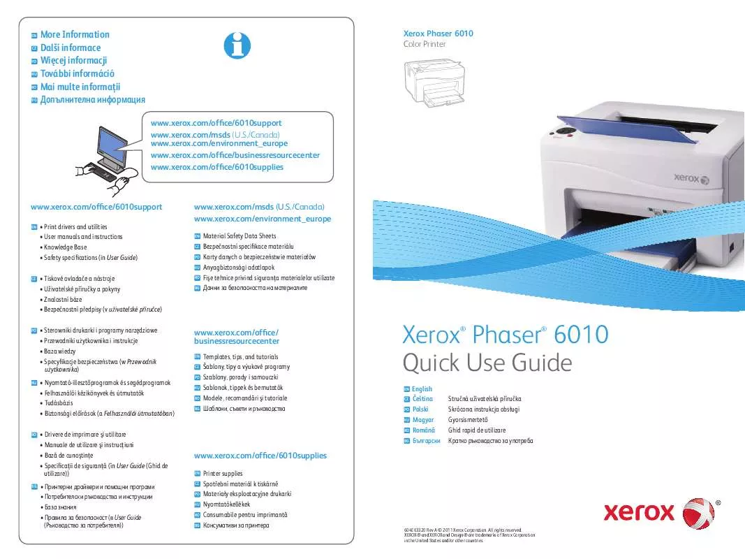 Mode d'emploi XEROX PHASER 6000