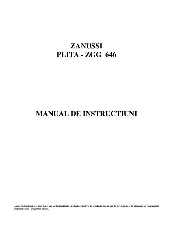 Mode d'emploi ZANUSSI ZGG646ITN