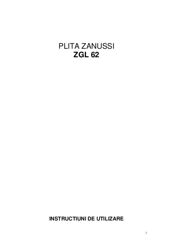 Mode d'emploi ZANUSSI ZGL62IX